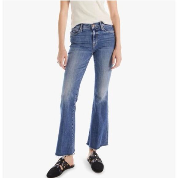 Mother Jeans 25 Blue The Weekender Fray Walking On Coals Flare Denim Minimalist - Picture 2 of 15